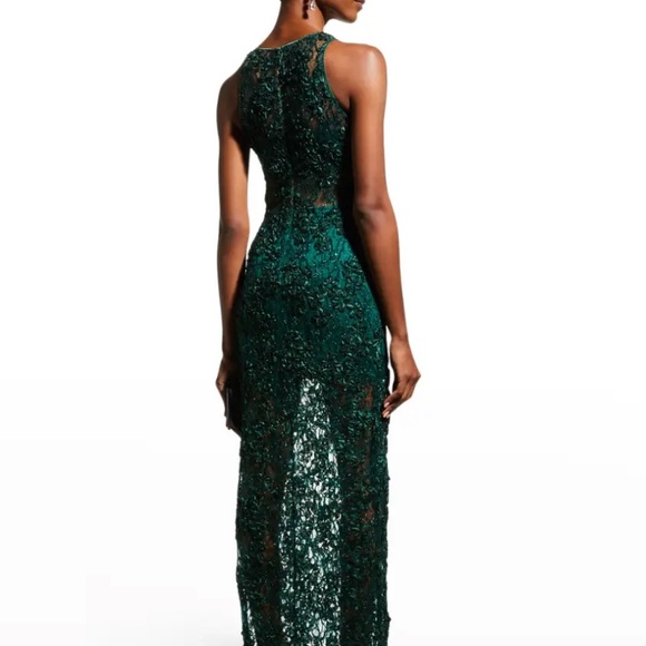 SHO Ribbon and sequin gown in forest - Picture 2 of 4